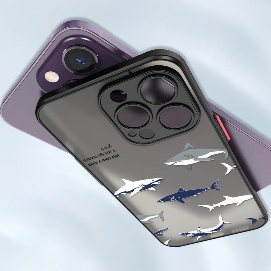 Cartoon Shark Funda Back Phone Cover Case for iPhone 17 Pro Max 14 16 Plus 7 8 SE 12 15 Air 11 13 Mini XS XR