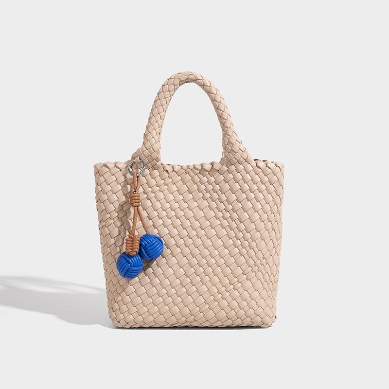 New niche woven basket bag, hand-woven women's bag, casual versatile hand-held bucket bag