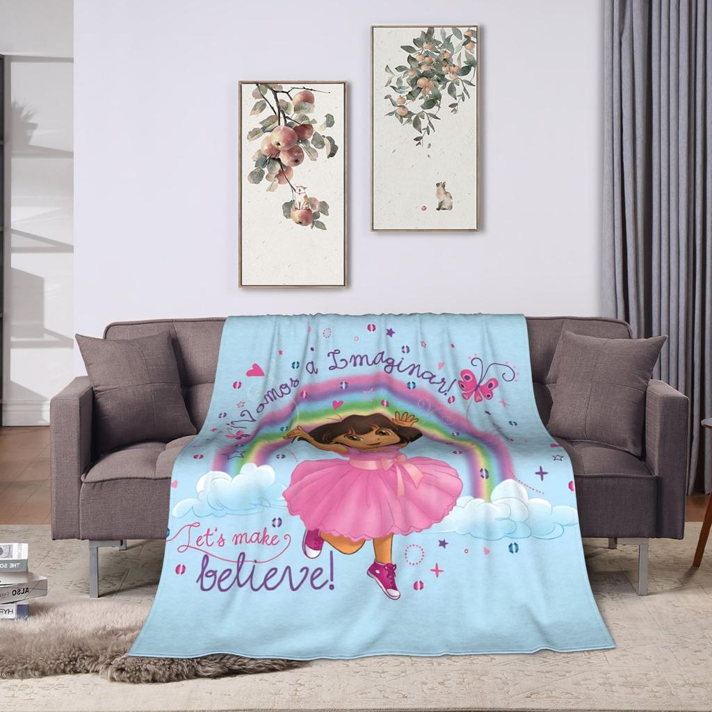 Warm BlanketChild Decorative Cartoon D-Dora The E-Explorer Adventure Throw Blanket For Outdoor Comfortable Sofa Bed Cover
