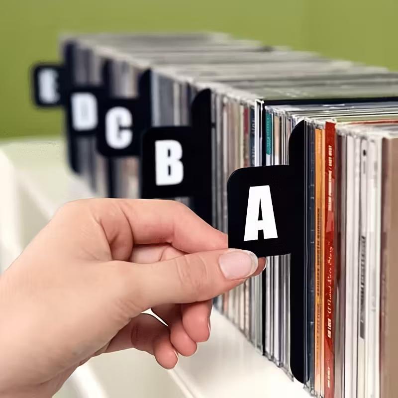 26 Pcs Cd/Dvd/Vinyl Record Organizer Dividers A-Z Alphabet File Storage Separator For Music Albums, Office, Home, Space-Saving