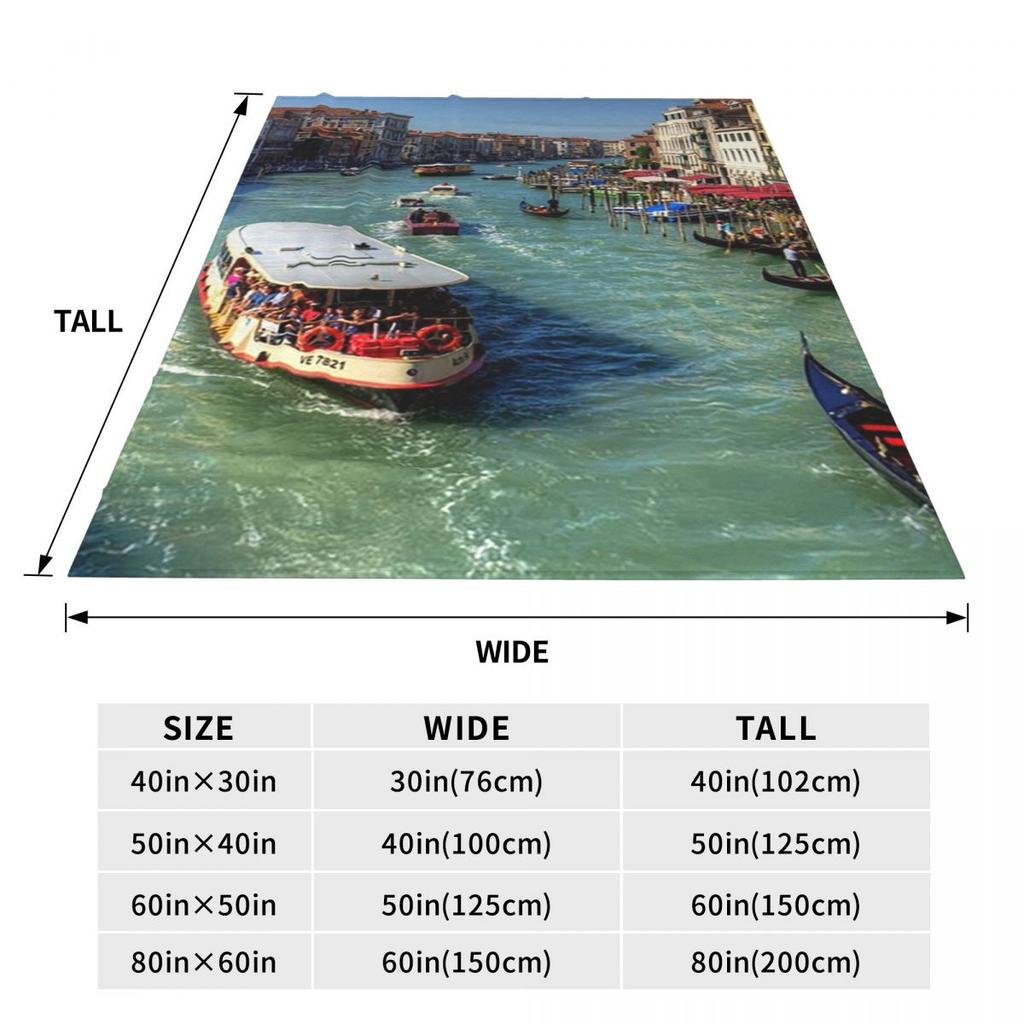 Traffic On The Grand Canal Blankets Soft Warm Flannel Throw Blanket Plush for Bed Living room Picnic Travel Home Couch