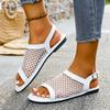 Sommer Neu Mesh Schnalle Fischmaul Ballerinas Übergröße Lässig Leicht Vielseitig Bequem Strandsandalen Damen
