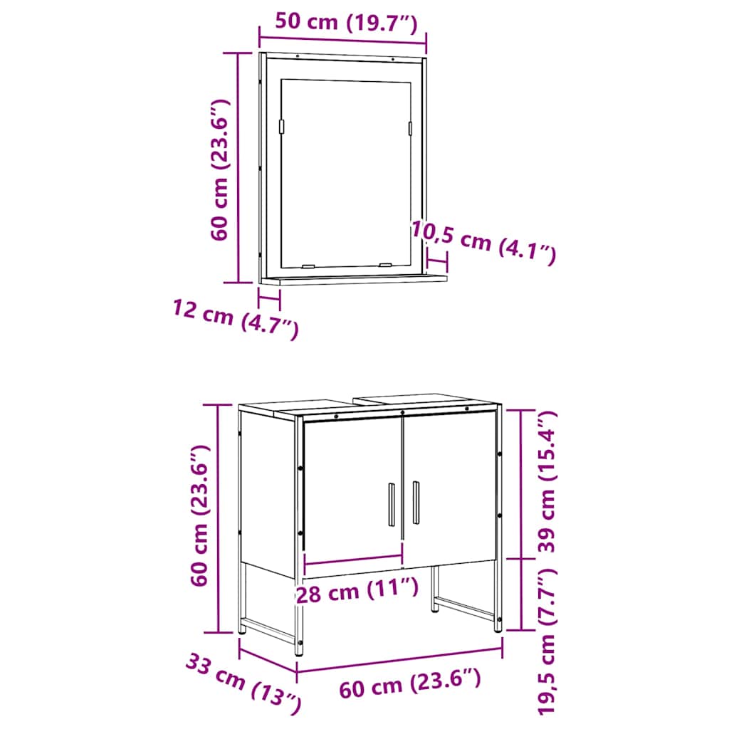 Wall Mounted Bathroom Furniture Set 2 pcs Black Particleboard