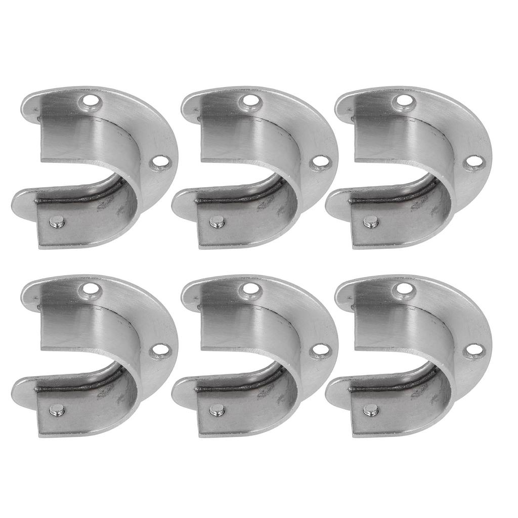 6 Sätze 32mm Kleiderschrankhalterungen Edelstahl Schwerlast U-förmige Kleiderstangen-Endstütze mit Schrauben