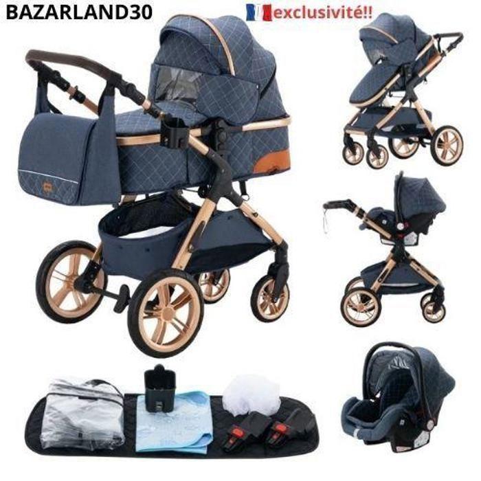 BAZARLAND30.Poussette 3 en 1 Bébé