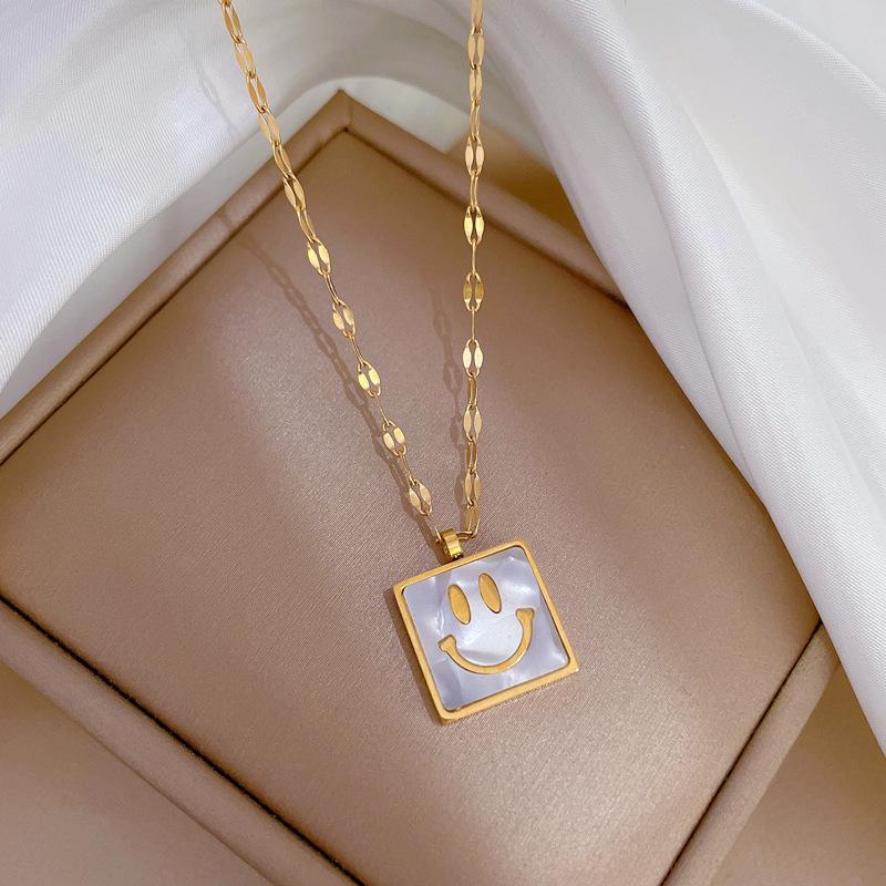 Cold Wind Square Personality Minimalist Wind Furnace Real Gold Necklace Female Collarbone Chain