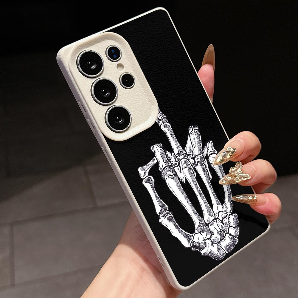 

Samsung A07 Xiaomi Redmi 13C 14C для iPhone 17 Pro Max Infinix Realme Чехлы для телефонов Мягкий коричневый Кожаный узор TPU Чехол NY52 Мультяшный Средний палец ART Realme NARZO 50A белый