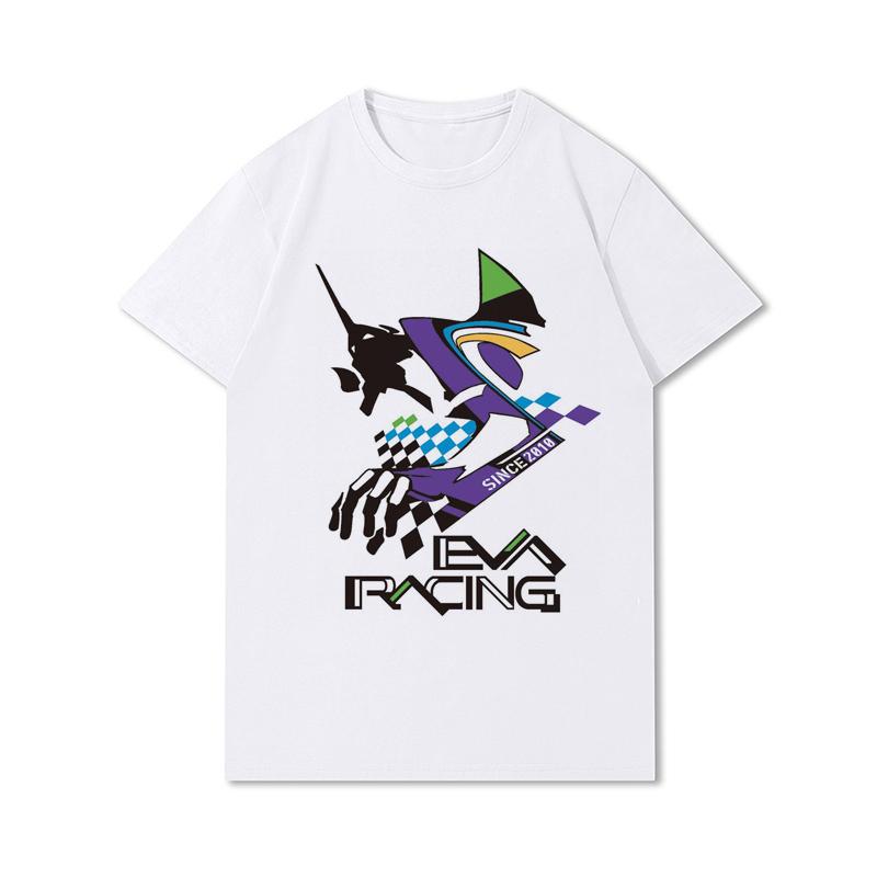 Pánská trička s potiskem Evangelion nadměrných velikostí Bavlněné topy Letní Anime Neformální Černá trička