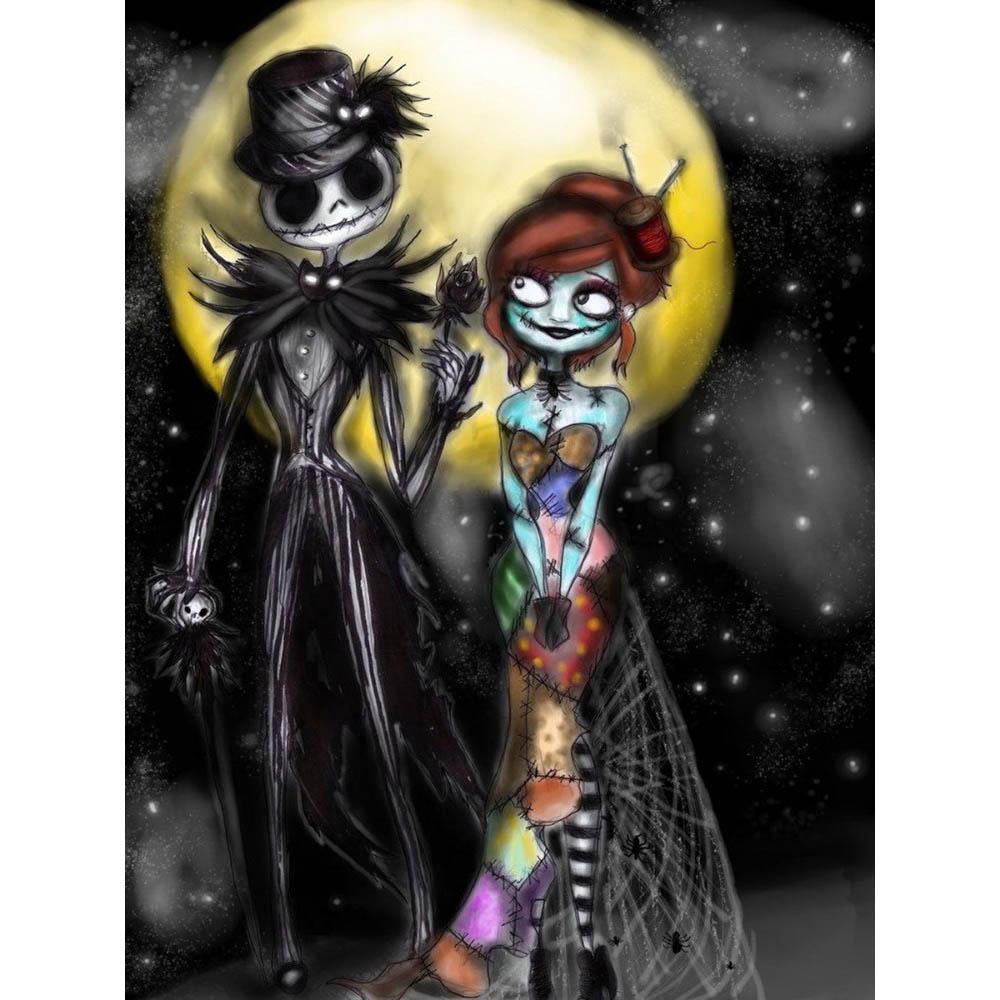 Skull Jack Sally Couple Diamond Painting New Full Diamond Nightmare Before Christmas Themed Handmade DIY Diamond Embroidery Material Pack
