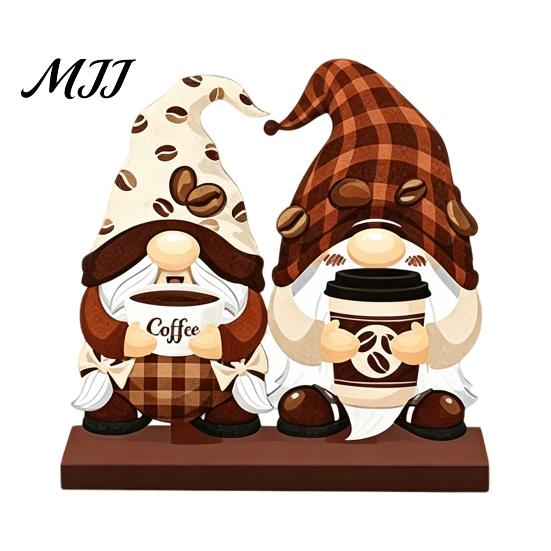 Farmhouse Coffee Station Decorations Bar Table Ornament, Wooden Theme Stand with Stable Corner Decorative Base, Retro Tray for Kitchen Countertop