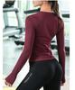 Yuoku Long Sleeve Yoga with Slim Fitness M and Wine Sportswear, T-Shirt Thumbholes, Fit, Women's Top, Sports, Gym, Training, Moisture-Wicking,