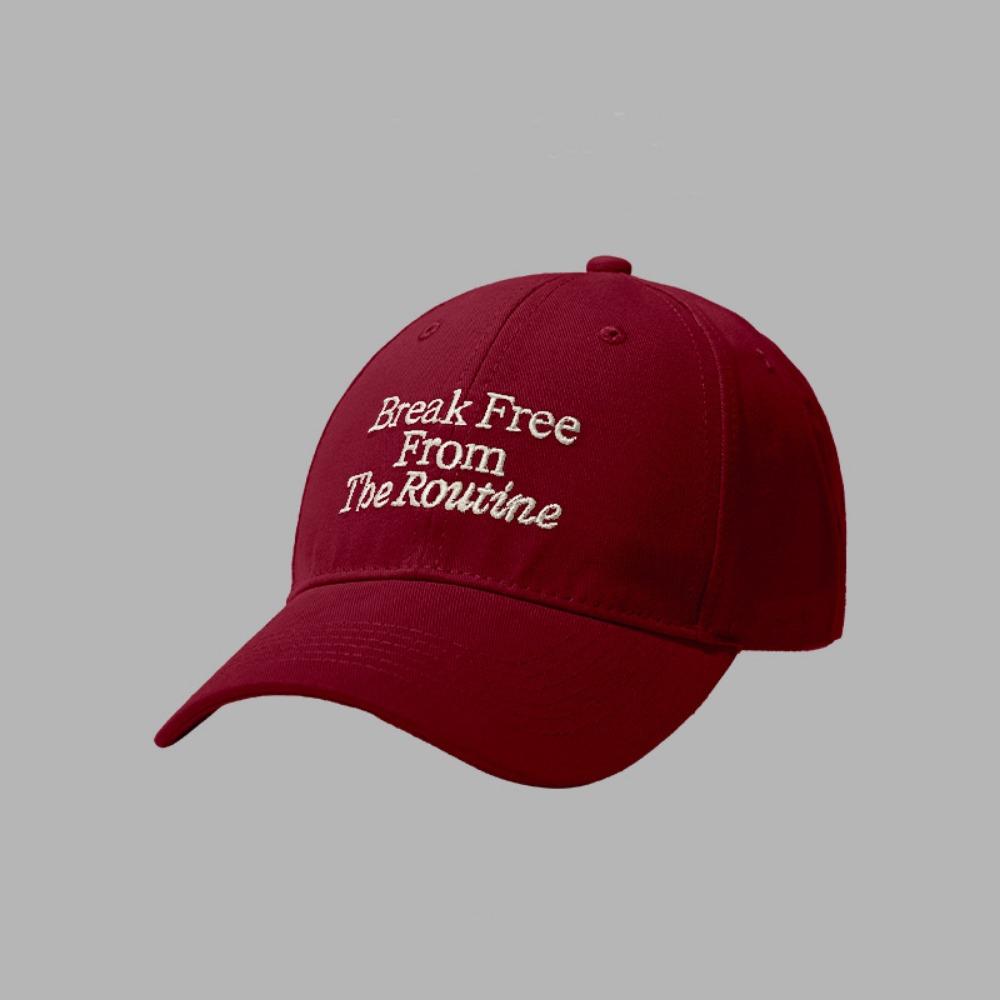 

Vintage Embroidered Baseball Cap Letter Solid Color Snapback Sun Hat Adjustable Curved Eaves Duck Tongue Caps Women Men красный