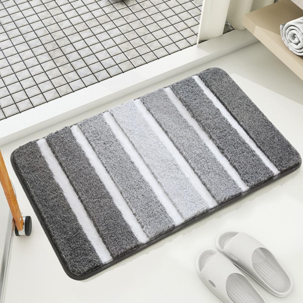 Gradient Stripes Sponge Bathroom Cashmere Thickening Mat Bath Non-slip Carpets In Wash Basin Bathtub  Floor Rug Shower Room Doormat Memory Foam 3D Pad