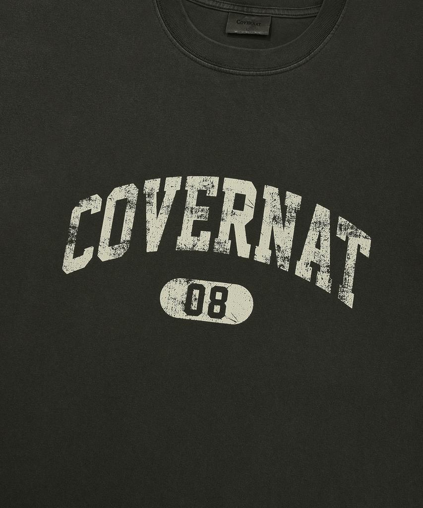 COVERNAT Cracked Arch Logo Dyed T-Shirt Charcoal