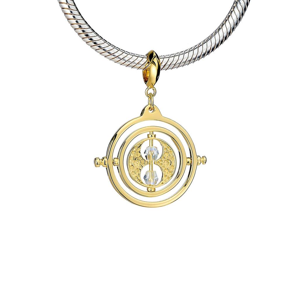 Harry Potter sterling silver gold plated Time Turner slider charm with crystals