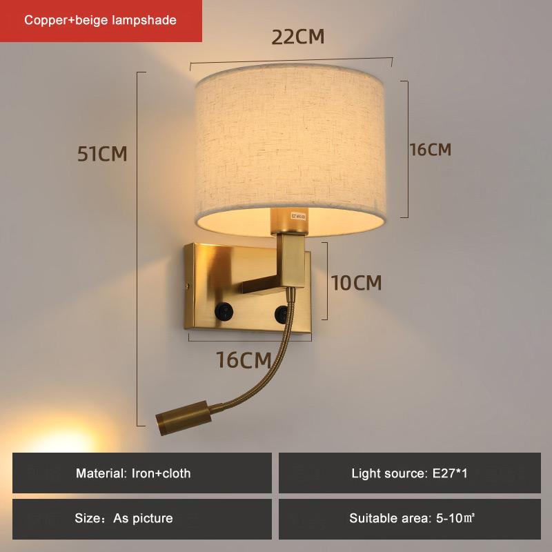 

Новый светодиодный настенный светильник у кровати отеля, современный, простой, для гостиной, спальни, прикроватный светильник с тканевым чехлом, европейский настенный светильник у кровати no bulb