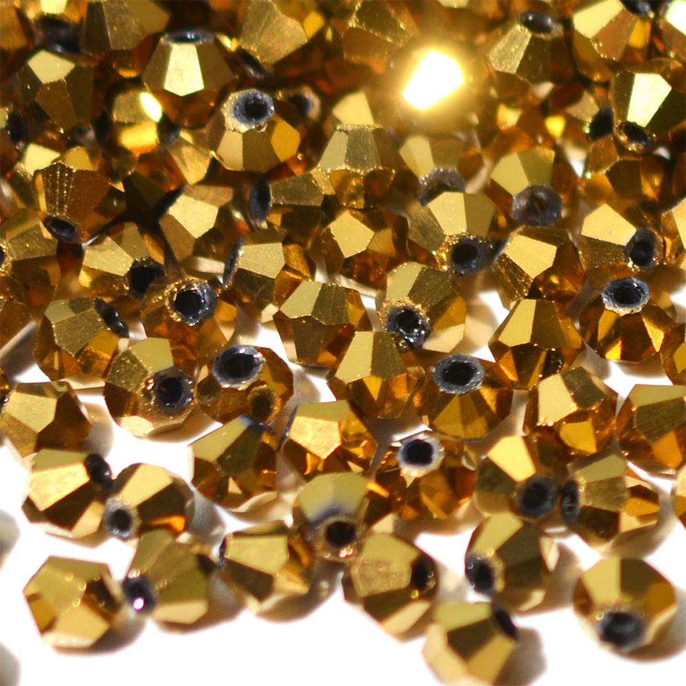 Kovová barva 100ks Průměr 4mm Bikonický tvar Pokovené Rakouské krystaly Skleněné korálky Volné Distanční korálky pro výrobu šperků