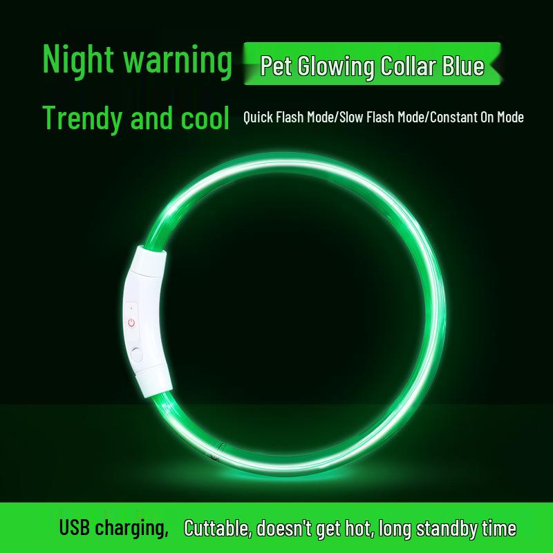 Rechargeable LED Glowing Collar for Dogs and Cats - Nighttime Safety Necklace