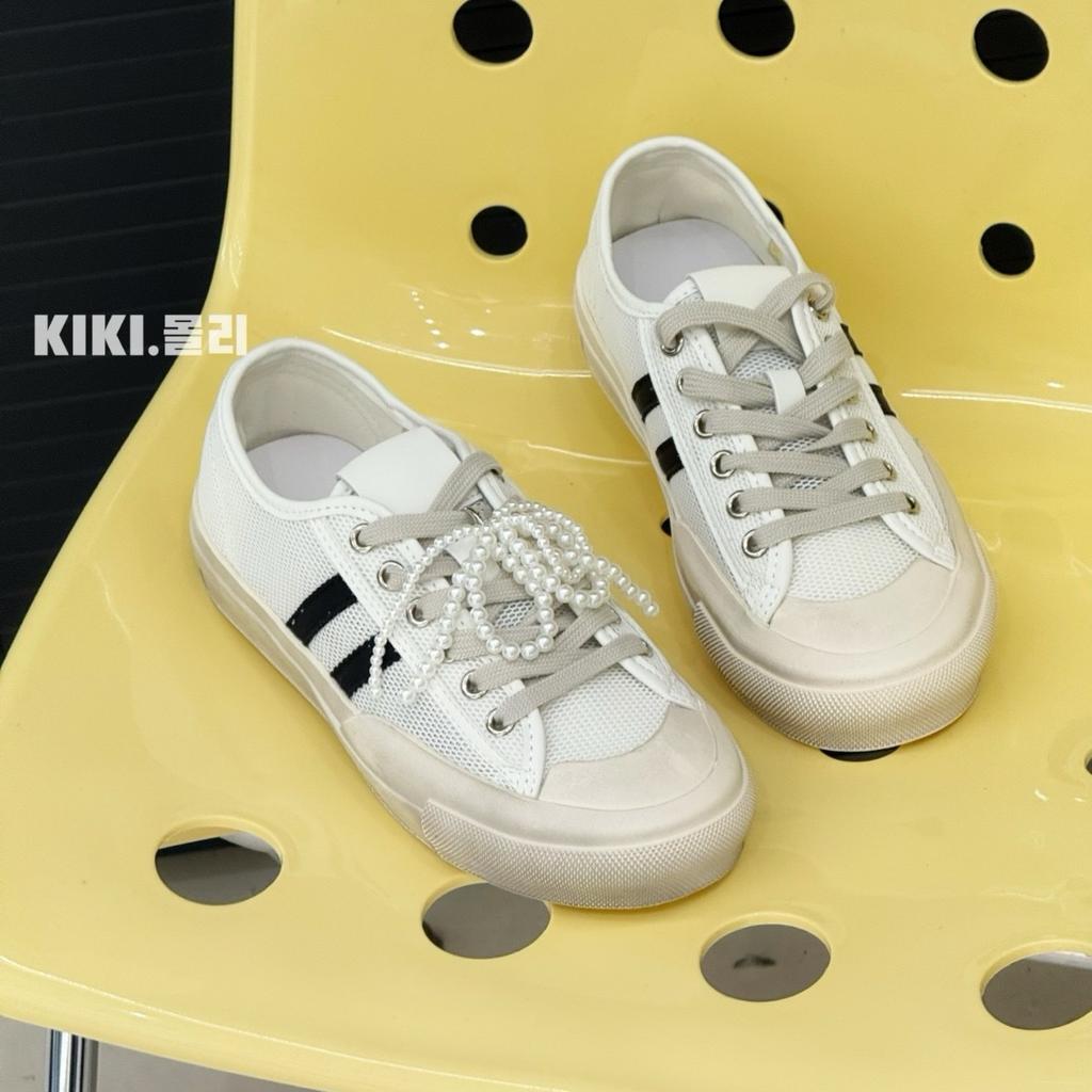 Summer mesh women's tide retro thick-soled pearl breathable height-increasing casual sports shoes