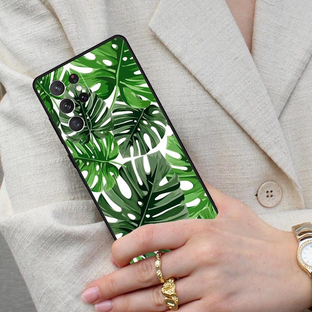 Tropical Leaves Banana Leaf Cell Phone Case for Samsung Galaxy S26 Ultra S25 S24 S23 S22 S21 S20 Note10 Cover