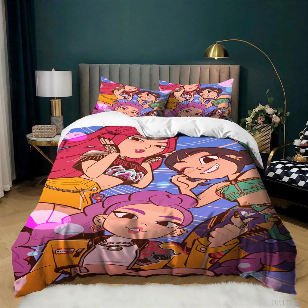 Kpop Bedding Set 3Pcs Soft Comfortable Duvet Cover Set Full Size Light-Weight Quilt Cover For All Season