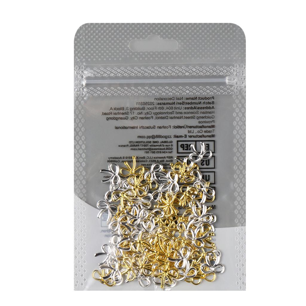New Nail Art Jewelry Metal Three-dimensional Bow Metal Mixed Color Nail Art Jewelry
