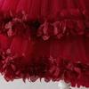 Mädchen mehrlagiges Blumenkuchenkleid - Geburtstag Prinzessin Netzrock mit Feen-Spitze