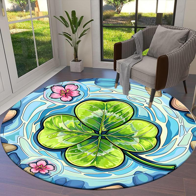1pc Office Carpet Chair Mats Four-Leaf Clover Pond with Flowers Perfect for Decorating Office Chairs, Living Rooms, Or Bedrooms.YDT136