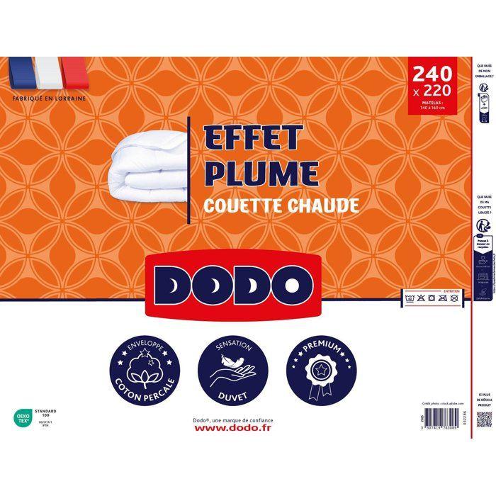 DODO - Couette chaude - Effet Plume - 220 x 240 cm - 400 g/m² - 2 personnes - 100% Polyester