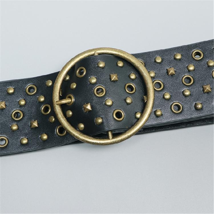 Pin Buckle Waist Belt with Rivet Adjustable Waist Belt for Women Jean Skirt Coat