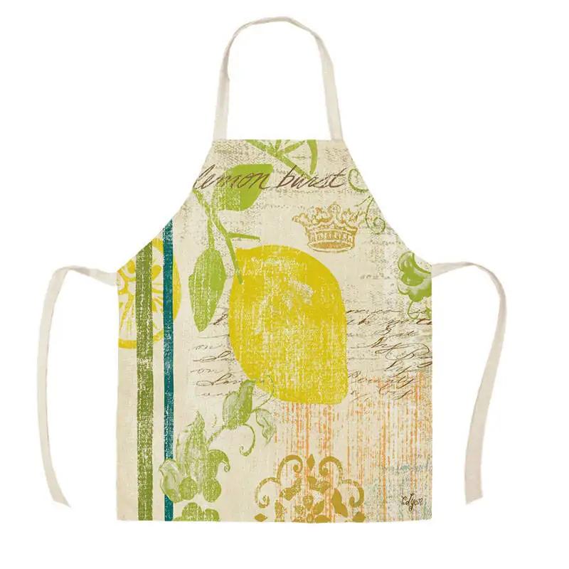 Citroen Fruitpatroon Slab Waterverf Kunst Keuken Schort Dames Huis koken Bakkerij Schoonmaak Linnen Chef Vlekbestendig Schort