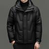 Fashion trend hooded down jacket men's stand-up collar thickened young and middle-aged casual white duck down men's jacket cotton jacket