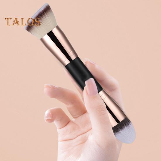 

Двусторонняя кисть для макияжа Профессиональная скошенная плоская верхушка Синтетическая кабуки Тональная основа Рассыпчатая пудра Румяна Тени для век Контуринг Консилер Растушевка Косметика B