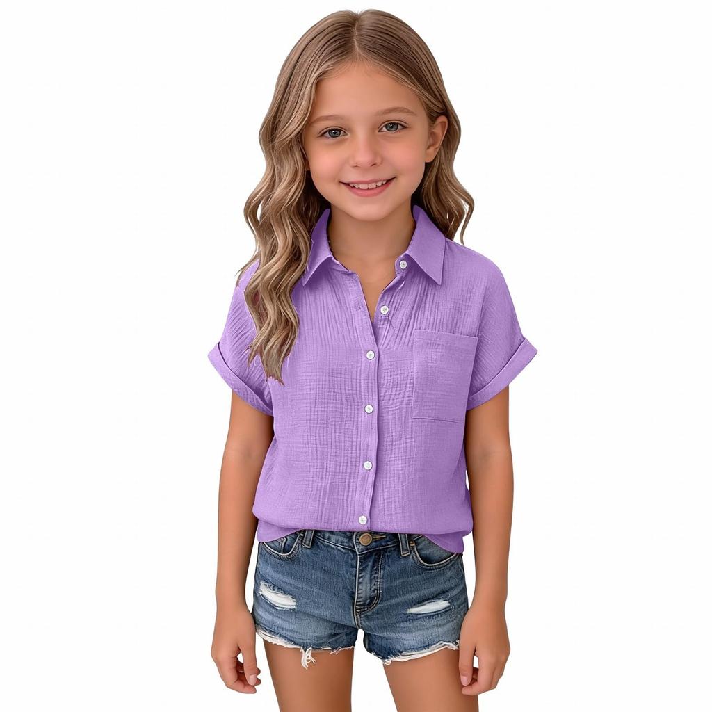 Damen Leinen V-Ausschnitt Kurzarm Hemd Sommer Leichtes Strand Top