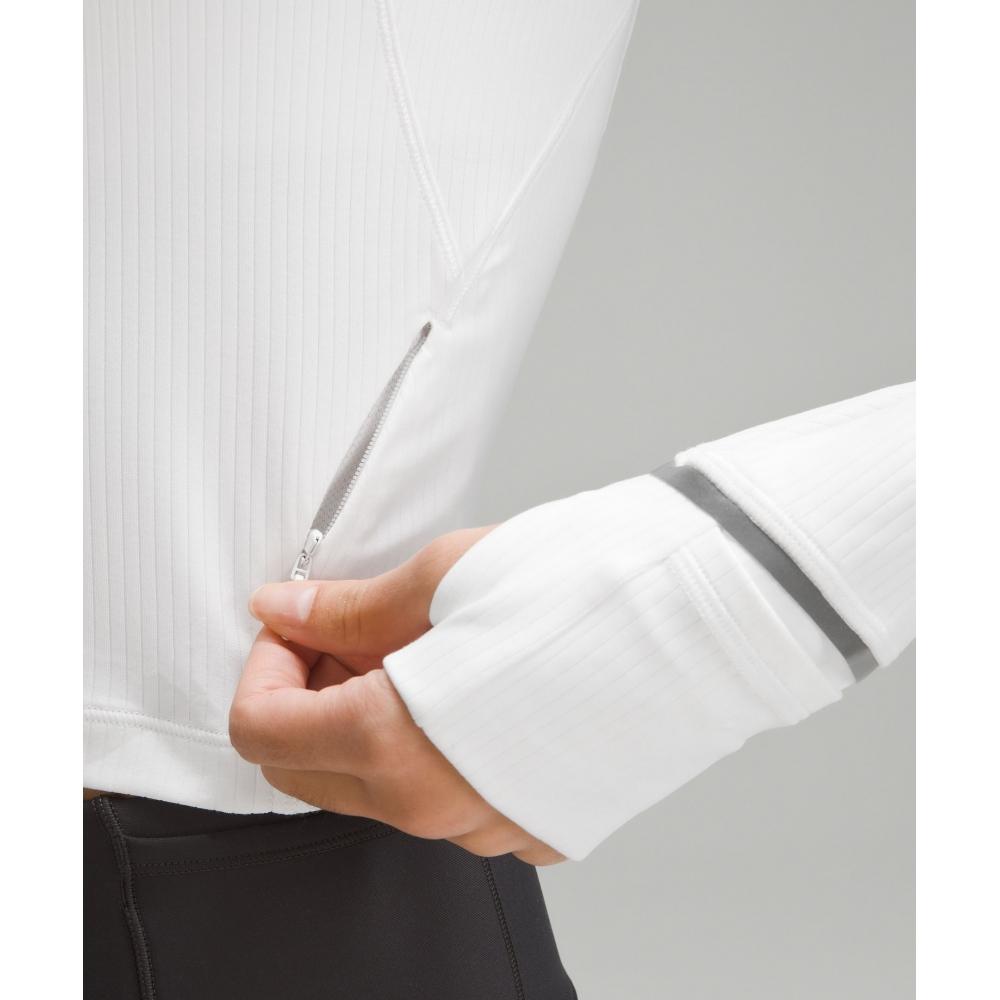 Lululemon It S Rulu Ribbed Cropped Half Zip whIte