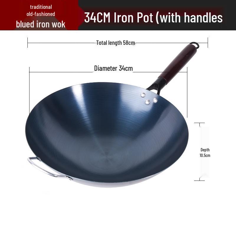 ZISIZ Traditional Blue-Baked Iron Wok