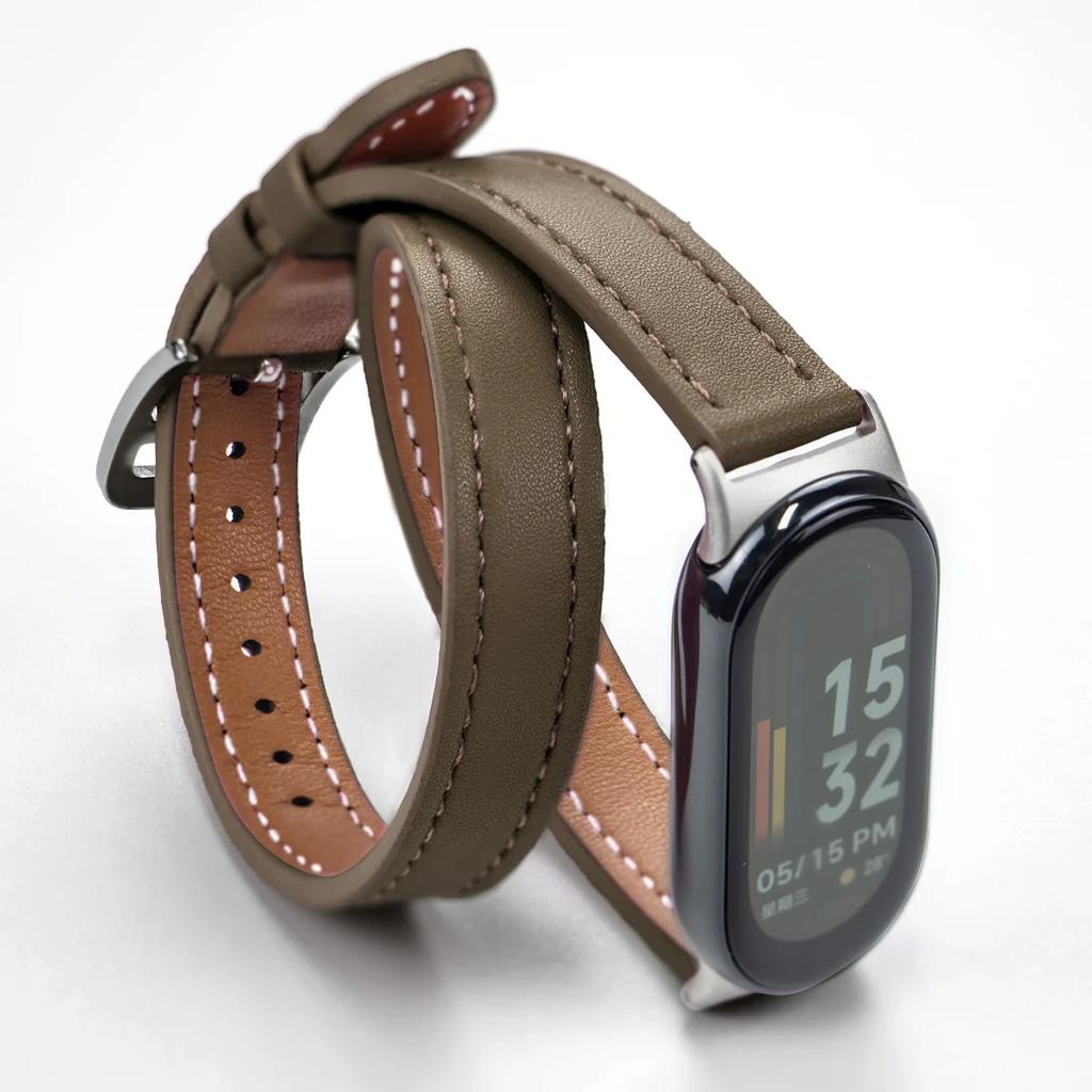 Klassisches Lederarmband für Mi Band 8, für Xiaomi Mi Band 8, Handschlaufe Correa, Uhrenersatz, Miband 8 NFC, Sportarmband Pulseira