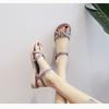 Pearl Sandals Sweet Girl Summer Non-slip Soft Sole Versatile with Skirt One-word Belt Sandals