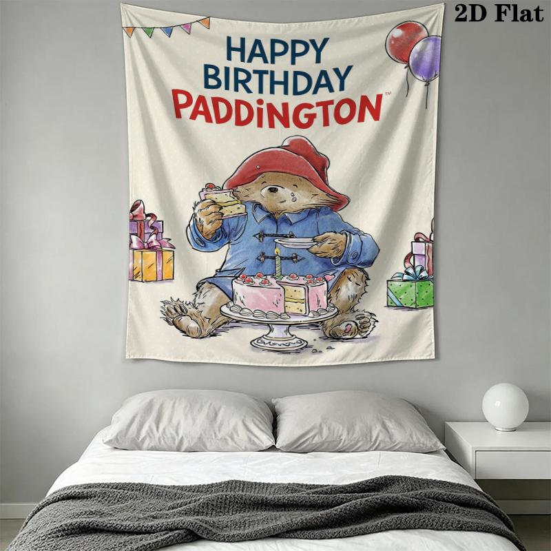 Paddington Bear Wall Tapestry Aesthetic Wall Hanging Printed Fabric Blanket Decorative Tapestries for Bedroom Living Room Home Decor