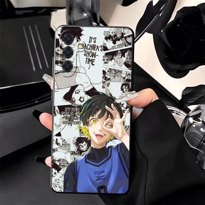 Soft Phone Case For Samsung A17 A37 A57 A16 A36 A56 A15 A35 A55 Blue L-Lock Bachira Meguru A14 A34 A54 A13 A33 A53 A27 A26 A25 A