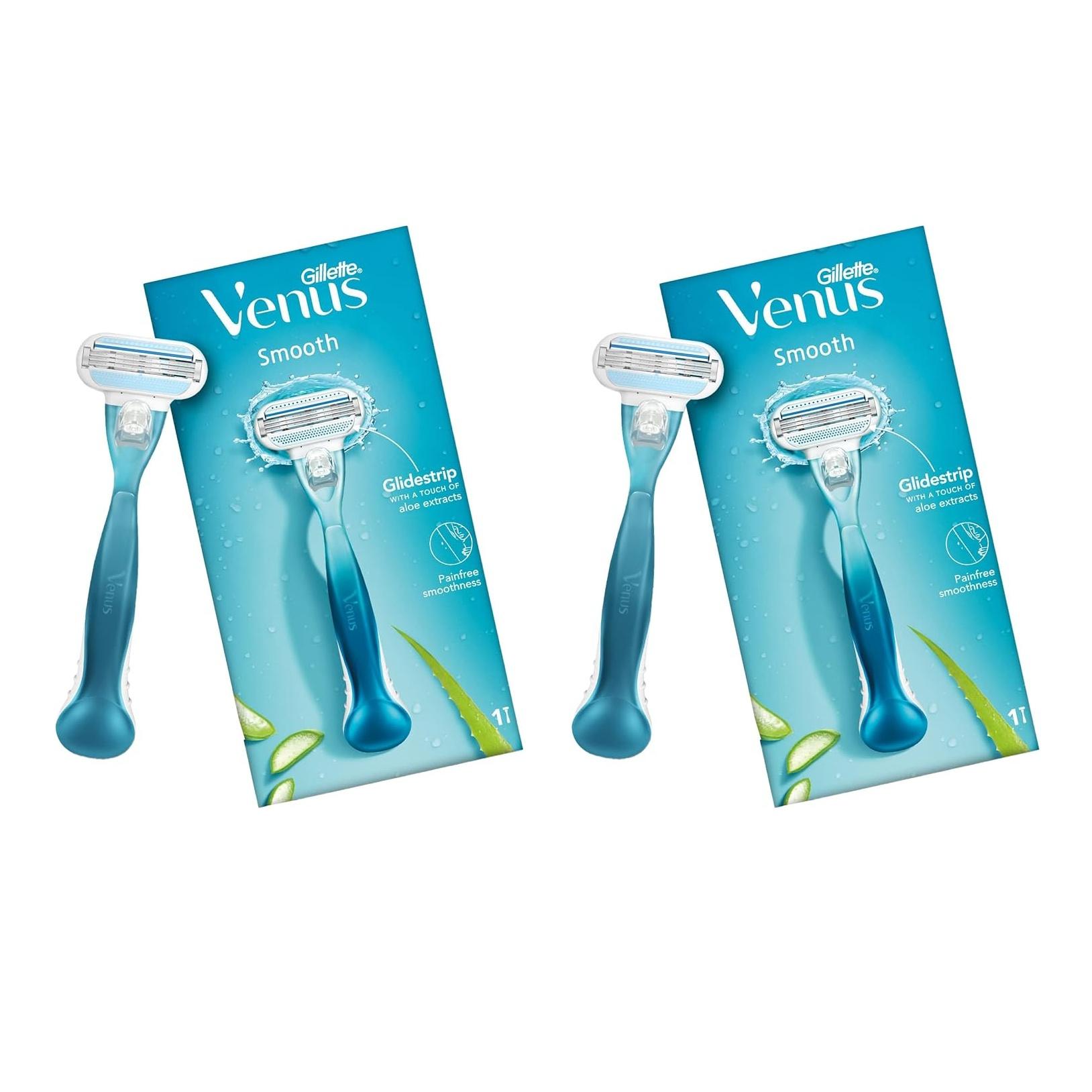 Gillette Venus Hair Removal Razor for Women with Aloe Vera, 1 Pc (Pack of 2)
