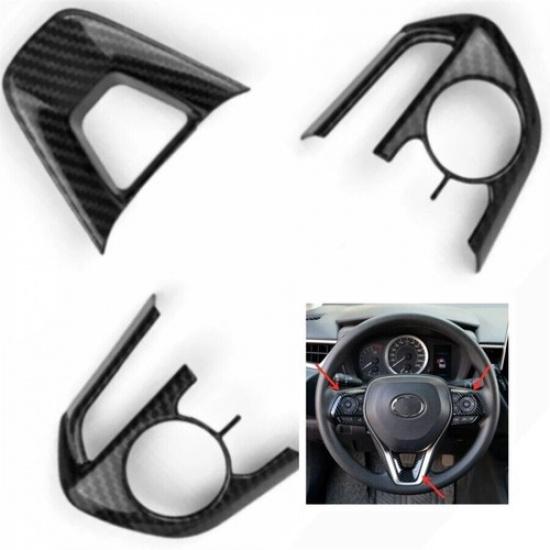 For Toyota Corolla - 3Pcs Carbon Fiber Hatchback Steering Wheel Trim