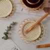 Handmade Rattan Woven Tea Trays Laciness Cup Holder