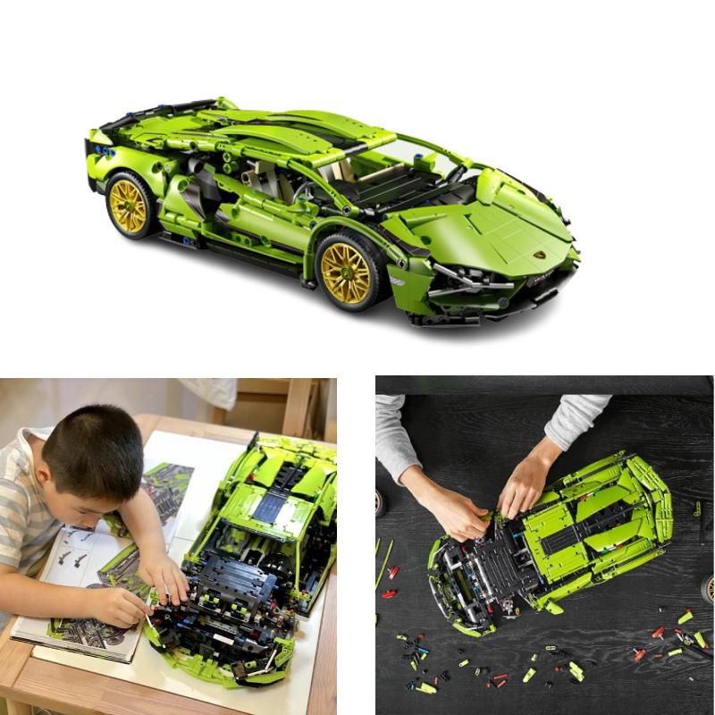 Hochschwieriges Erwachsenen-Modellauto-Bauspielzeug für Männer und Frauen, kompatibel mit Lego Lamborghini