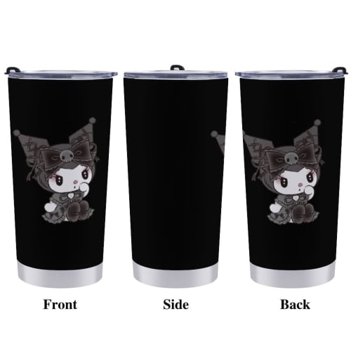 Kuromi Tumbler, Mug, Coffee Cup, Convenience Store Cup, Insulated, Direct Drinking Stainless Steel Water Bottle, with Lid, Portable, Straw, 600ml, Cha