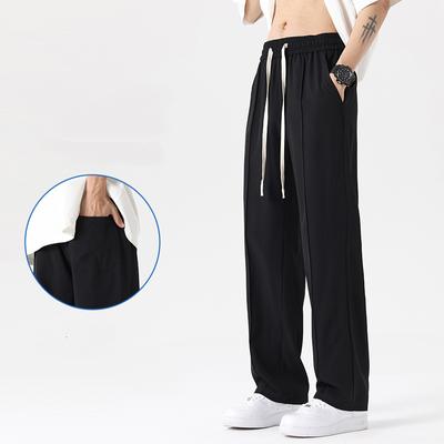 Spring And Summer Solid Color Trendy Lightweight Stretch Trousers Loose Casual Sports Pants Large Size Straight Trousers M-4XL