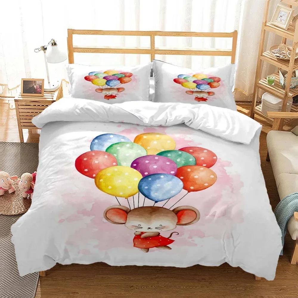 Cute cartoon mouse Comfortable Duvet Quilt Cover Pillowcase Bedding Set Children Bedroom Decoration Home Textile
