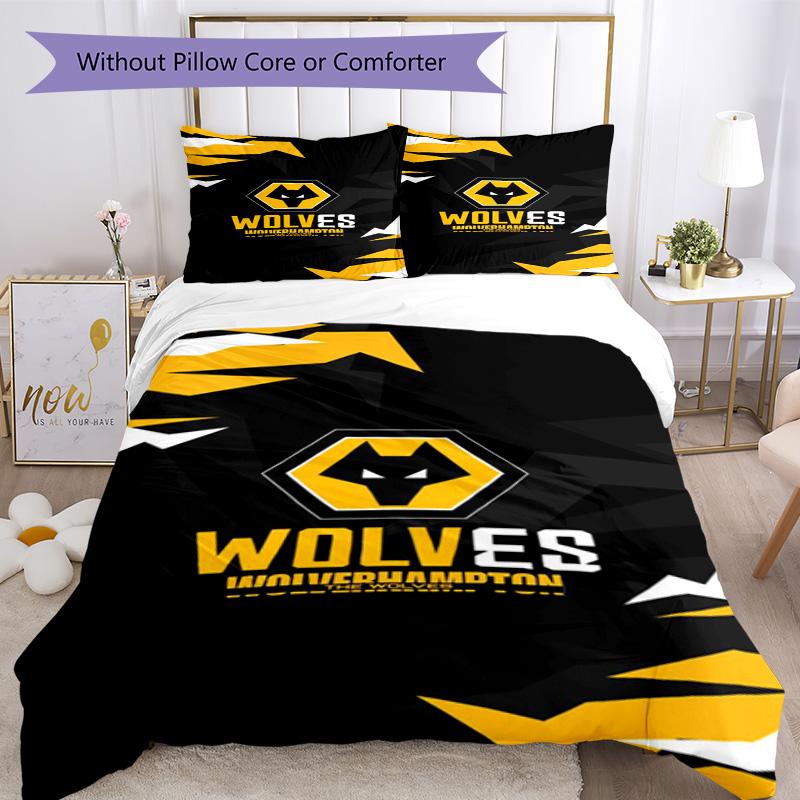 Set Copripiumino con Stampa dello Stemma del Wolverhampton Wanderers Football Club – include 1 copripiumino e 2 federe coordinate Arredamento camera da letto Regali di Natale