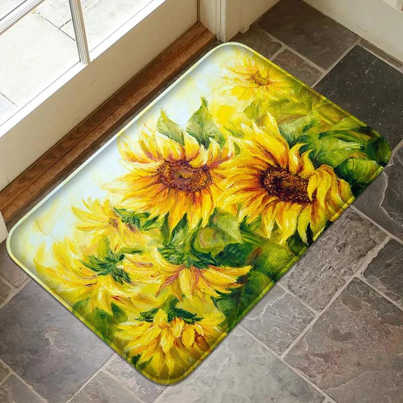 One Sunflower Print Doormat Suitable As An Entrance Doormat Bathroom Anti-slip Mat Living Room Floor Mat or Bathroom Foot Mat