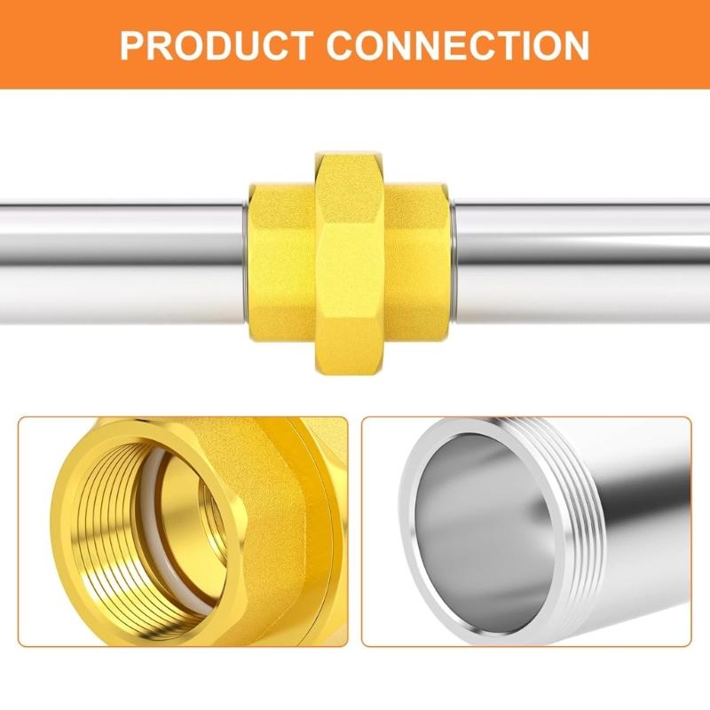 2Pcs Hose Connector Brass Garden Hose Fittings 1/2inch Double Female Threads Quick Connector Easy to Installation